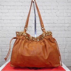 Tory Burch - Studded Tan Leather Tote Bag